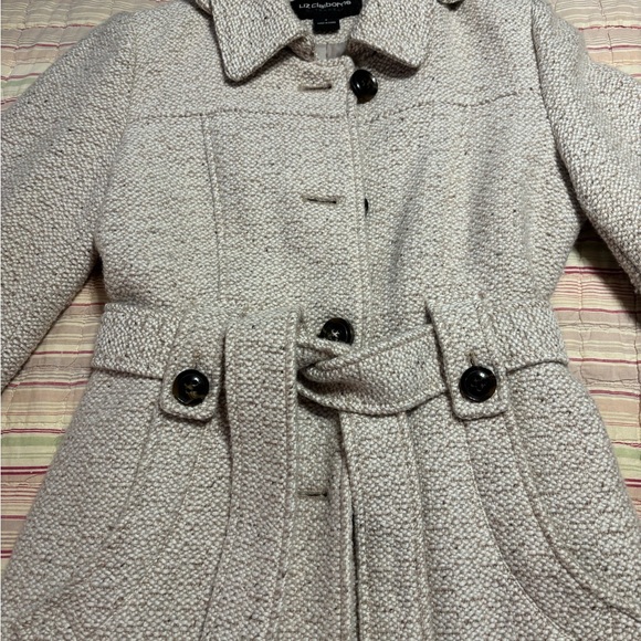 Liz Claiborne Textured Trench Coat in Cream - Picture 3 of 11